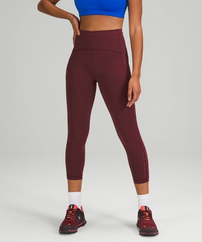 Base Pace High-Rise Running Tight 25, Red Merlot