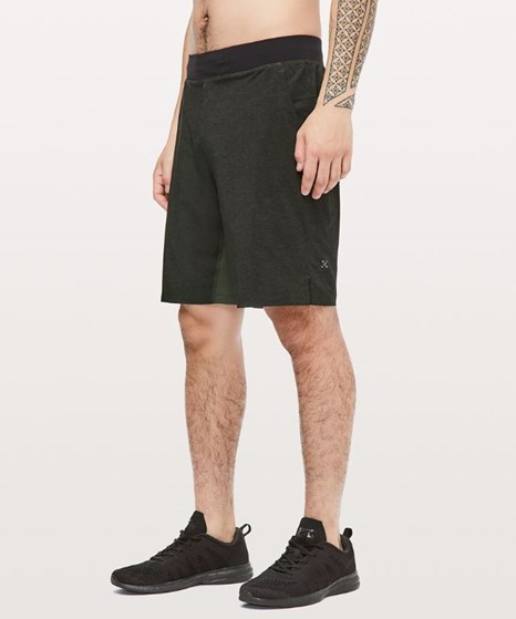 Lululemon Surge Lined Shorts 6 In Heather Allover Deep Coal Black